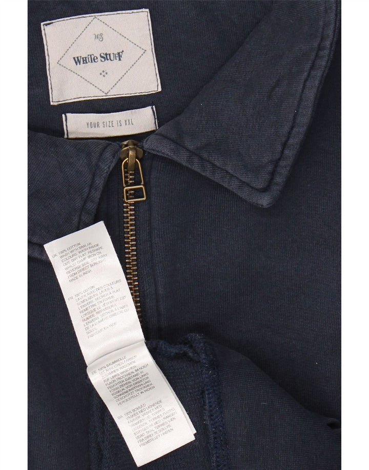 WHITE STUFF Sudadera con cuello tipo polo para hombre, talla 2XL, algodón azul marino