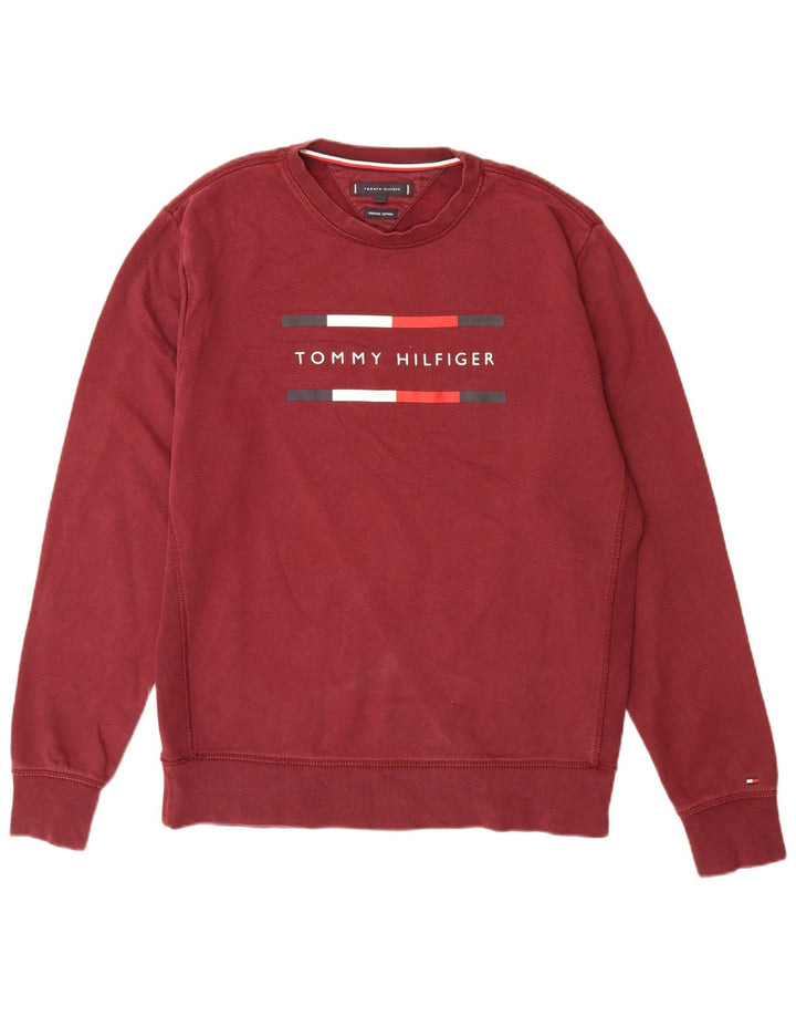 TOMMY HILFIGER Sudadera gráfica para hombre Jumper Large Borgoña Algodón