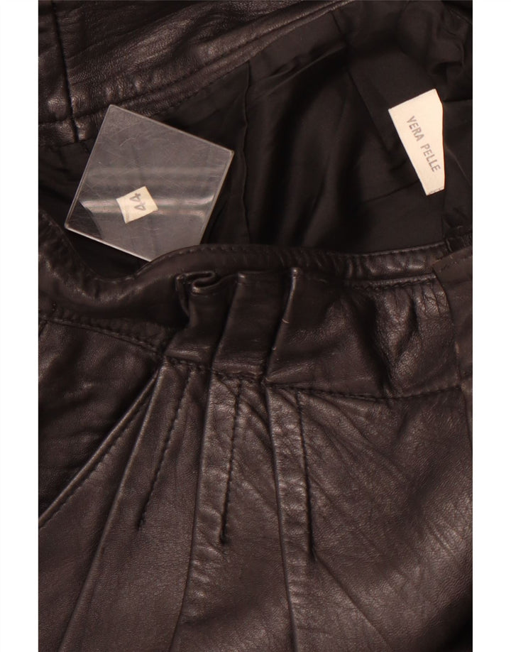 VINTAGE Pantalones de cuero con clavijas para mujer IT 44 Medio W26 L26 Cuero negro