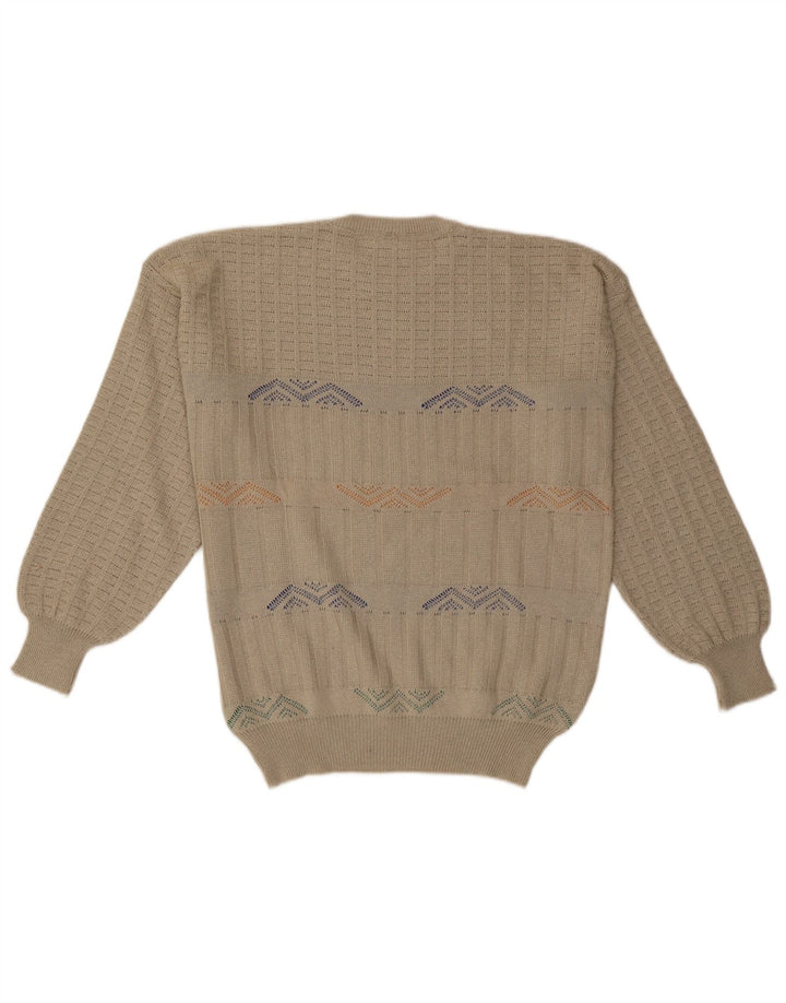 MAPIER Jersey con cuello redondo para hombre, talla grande, color beige, geométrico