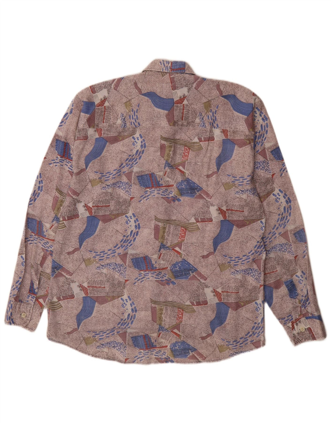 Vintage hombres patrón abstracto camisa tamaño 39/40 medio multicolor