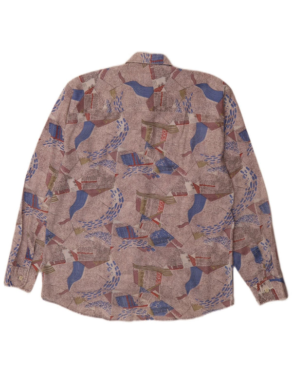 Vintage hombres patrón abstracto camisa tamaño 39/40 medio multicolor