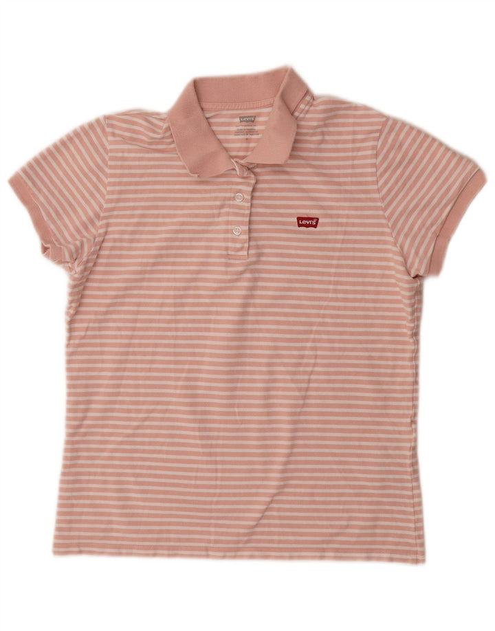 Levi's Polo para mujer UK 12 Algodón a rayas rosa medio