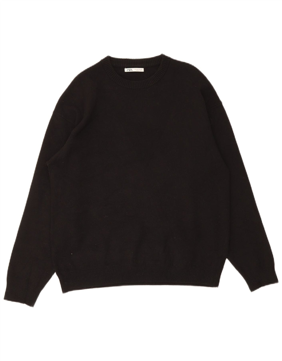 Zara Hombre Jersey Cuello Redondo Jersey Small Viscosa Negro
