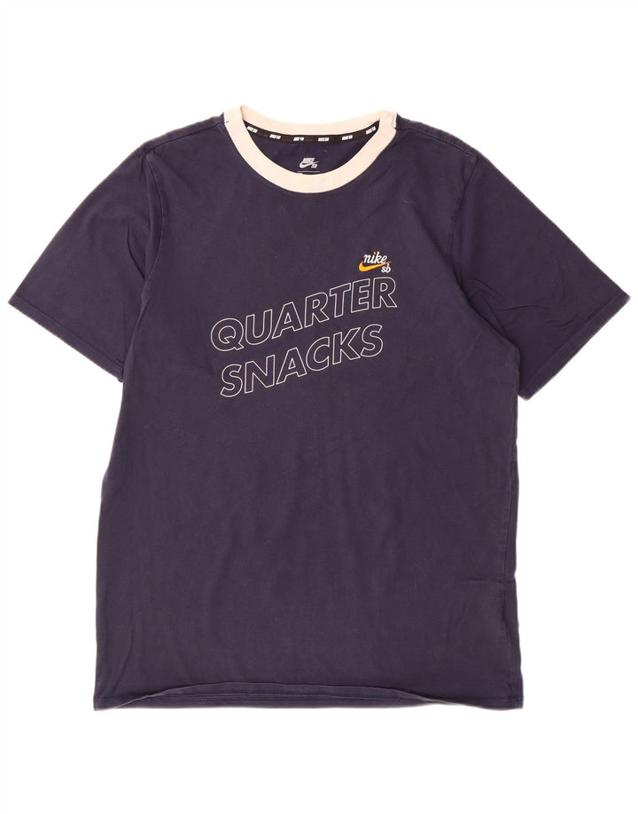 NIKE Camiseta gráfica para hombre Top Medium Azul marino Algodón