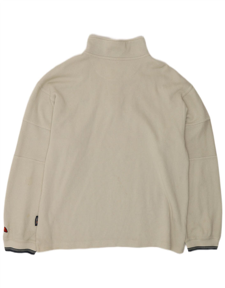 ELLESSE Hombre Cremallera Cuello Sudadera Jumper XL Gris Algodón