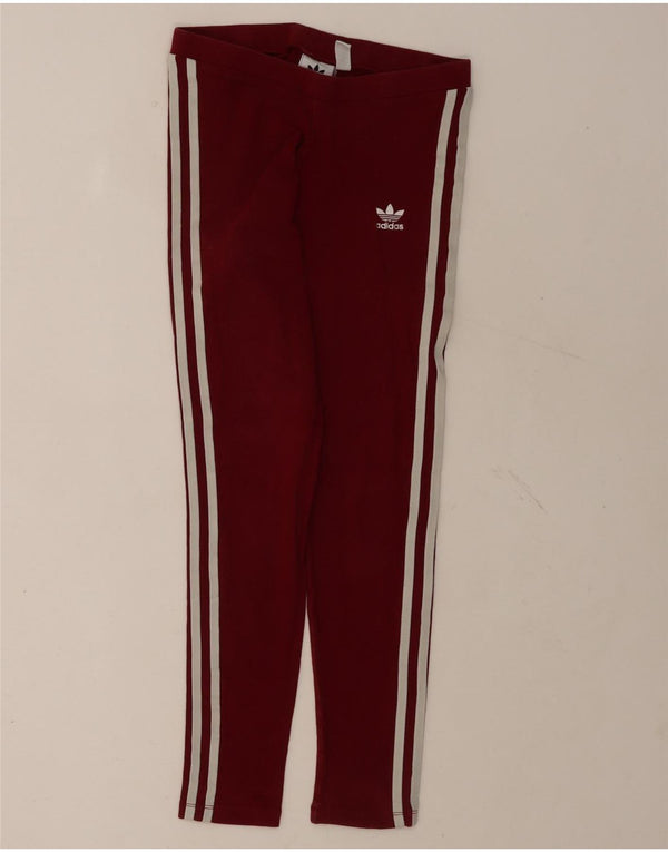 Adidas Womens Leggings UK 8 Small Burgundy Cotton