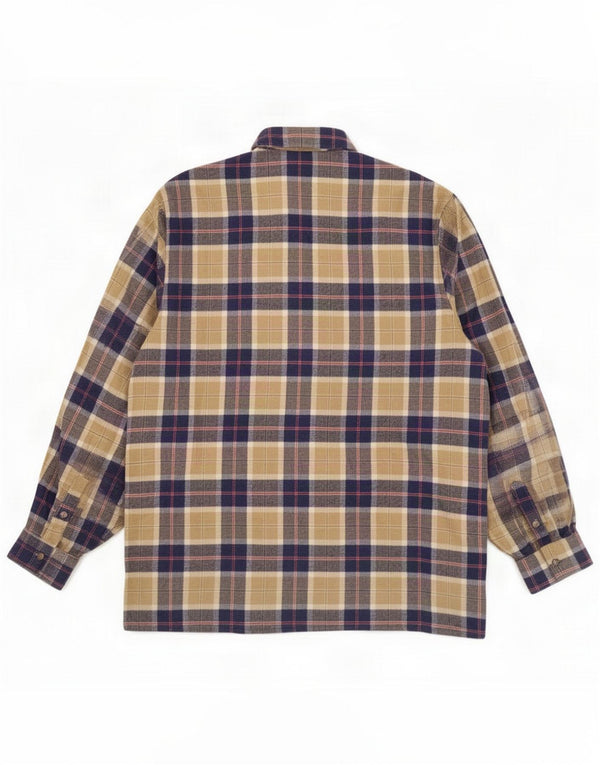 Follie Camisa de franela para hombre 2XL Lana a cuadros beige