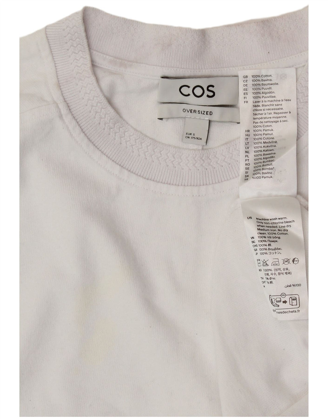 COS Camiseta extragrande para hombre Top pequeño de algodón blanco
