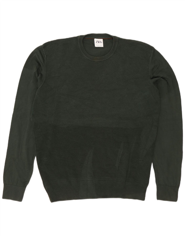 ZARA Hombre Jersey De Cuello Redondo Jersey Grande Verde