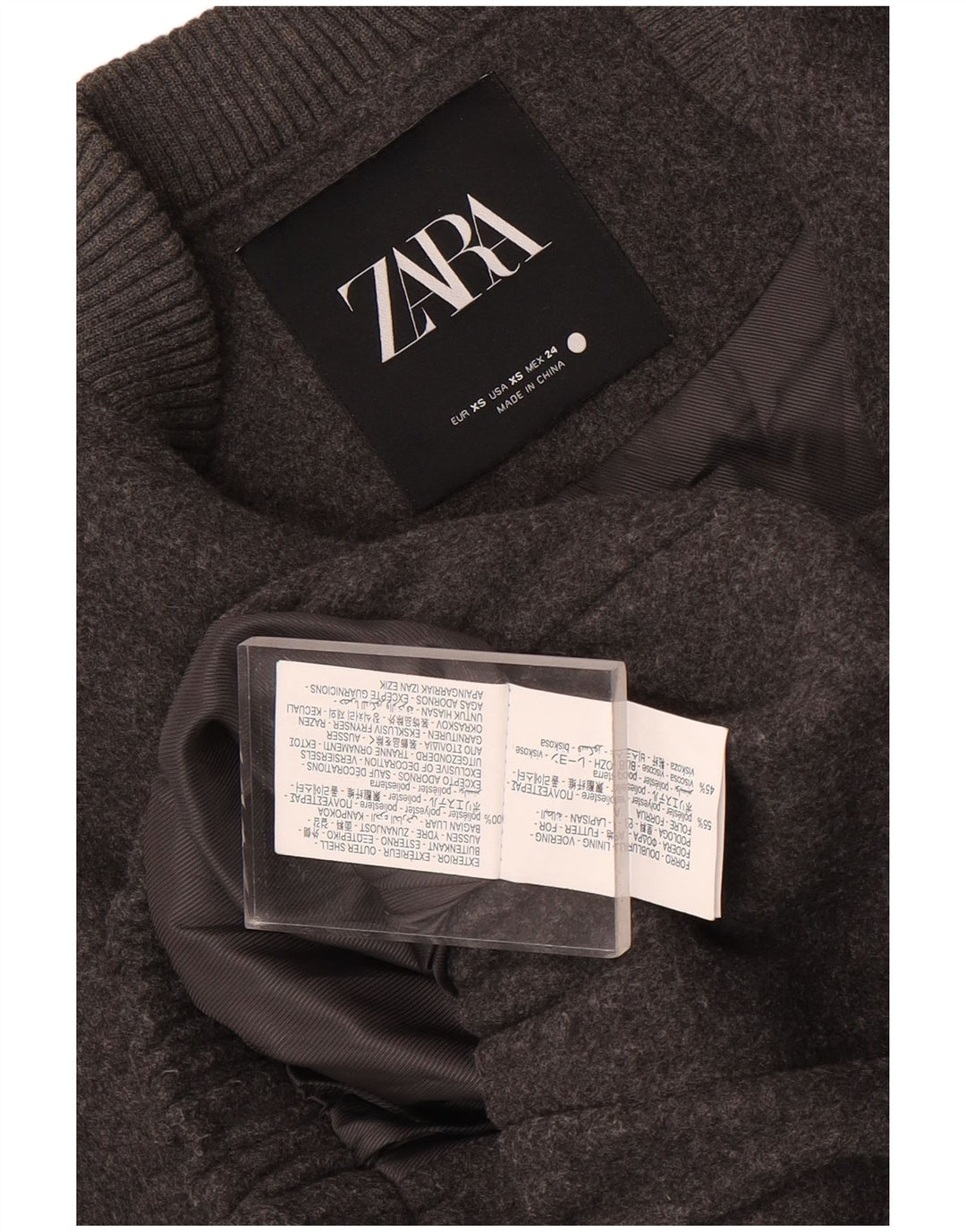 Zara Mujer Chaqueta Bomber Extragrande UK 6 2XS Poliéster Gris