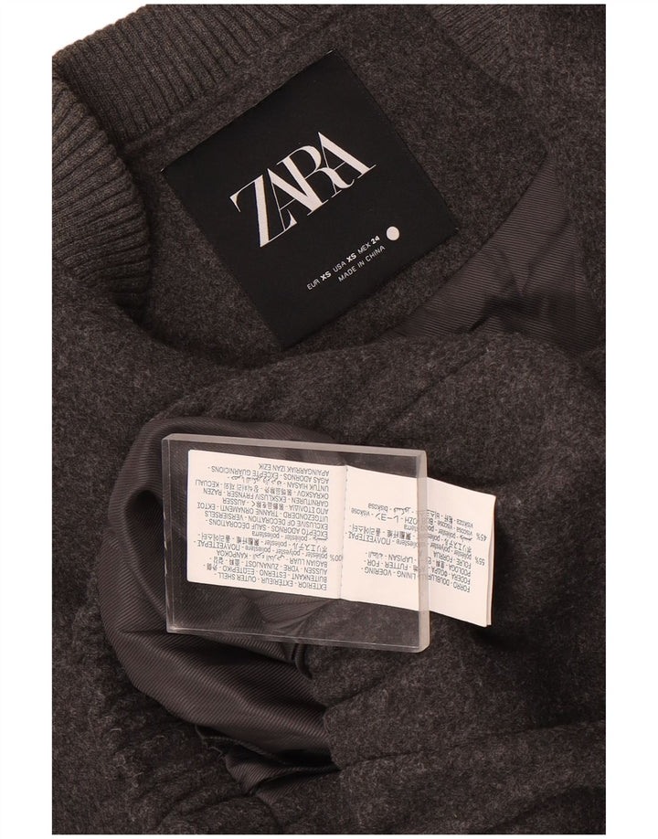 Zara Mujer Chaqueta Bomber Extragrande UK 6 2XS Poliéster Gris
