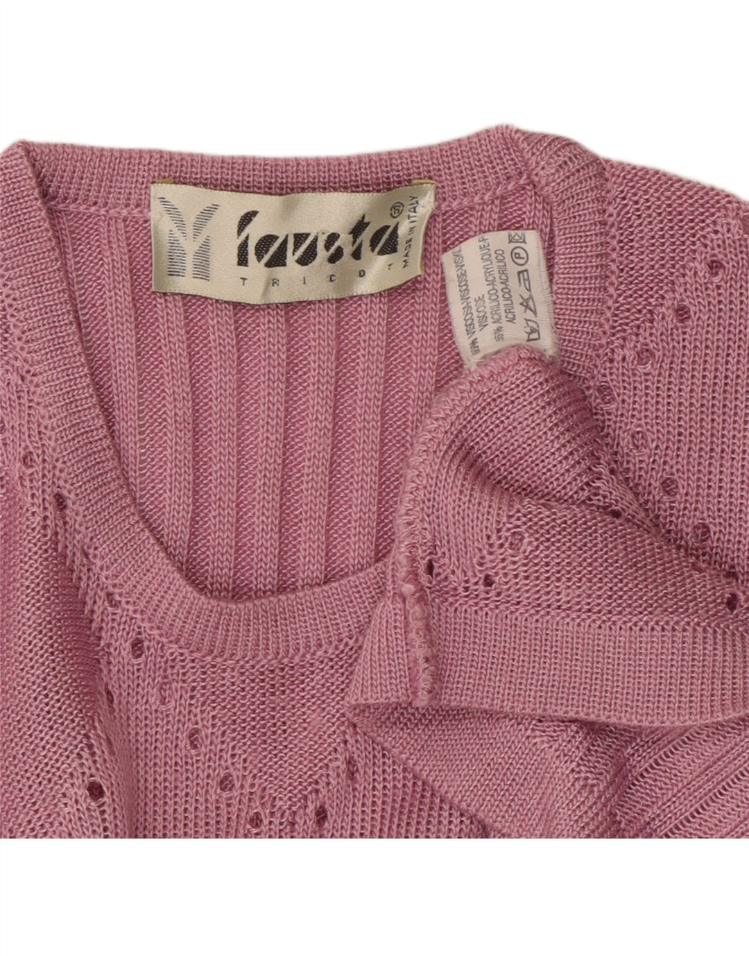 FAUSTA Suéter de manga corta con cuello redondo para mujer UK 10 Small Pink