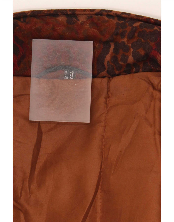 Vintage mujer chaqueta bomber de gran tamaño Reino Unido 14 gran estampado animal marrón