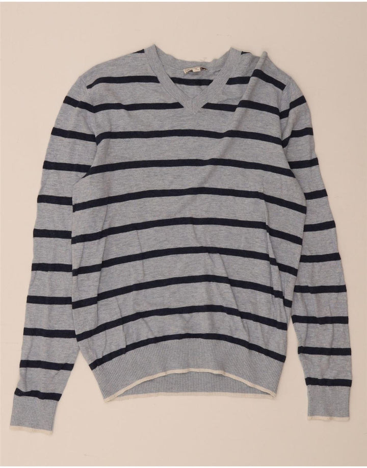 Gap Jersey Con Cuello En V De Algodón A Rayas Azul Medio Hombre