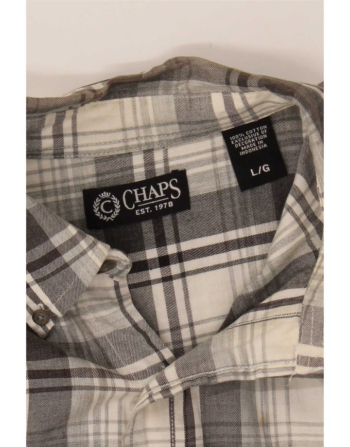 Chaps Camisa de franela para hombre Algodón a cuadros gris grande