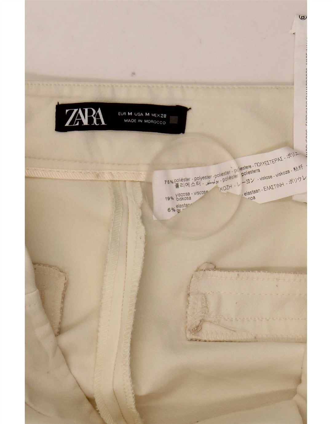 Zara Mujer Pantalón Casual Bootcut Mediano W28 L32 Poliéster Blanco