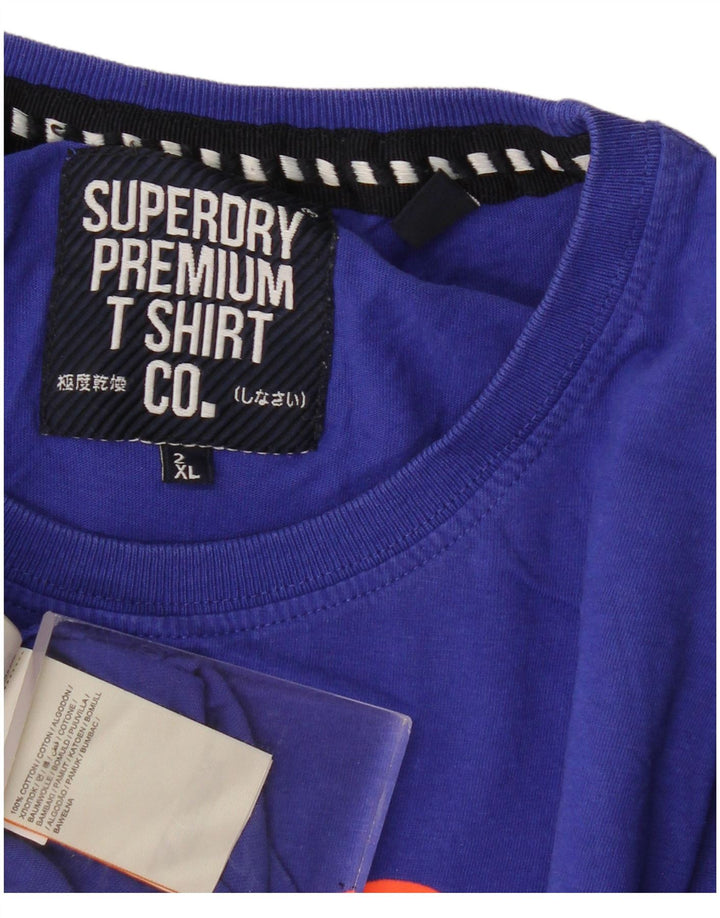 Superdry Camiseta gráfica para hombre Top 2XL Algodón azul