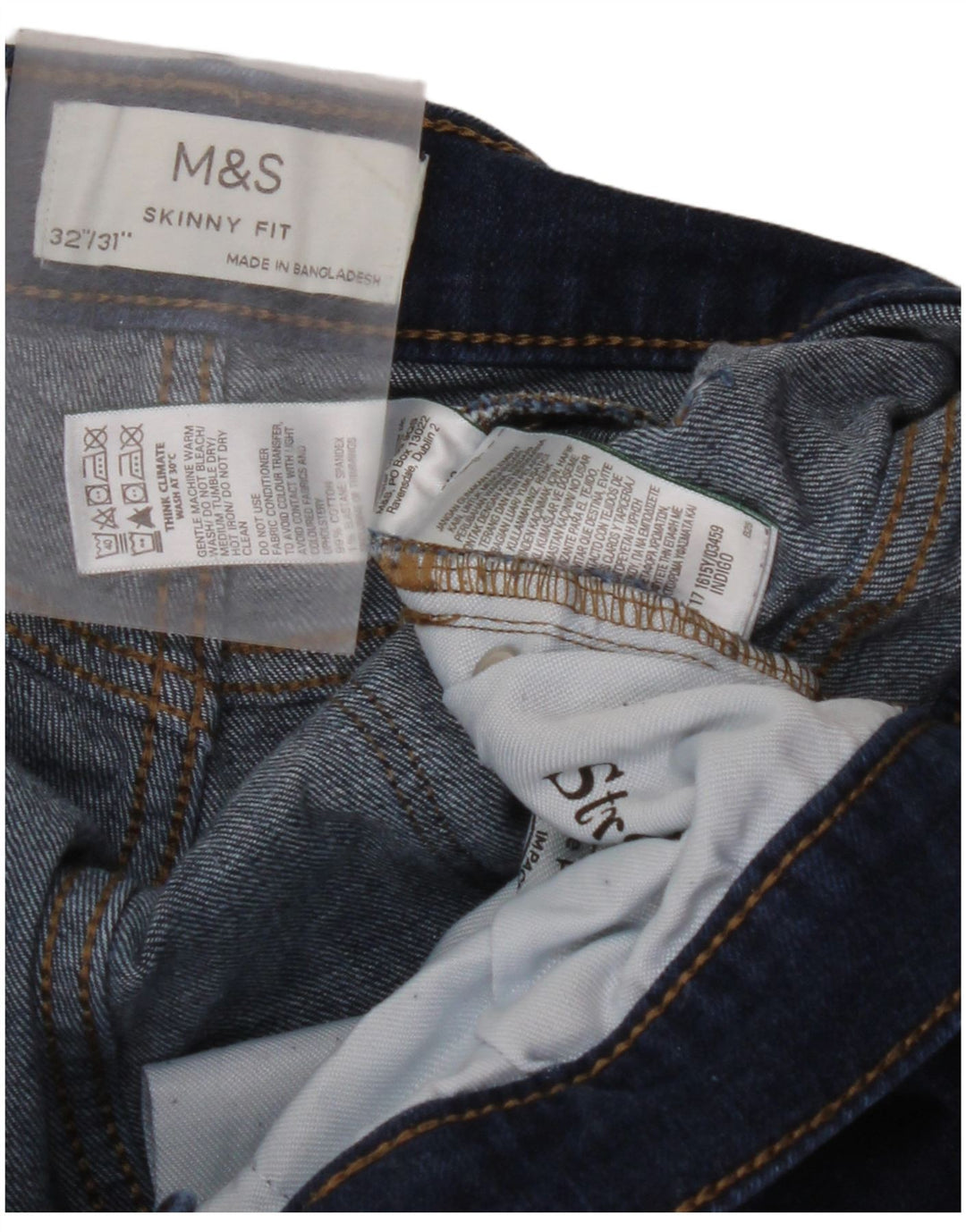 MARKS & SPENCER Vaqueros pitillo para mujer W32 L29 Algodón azul