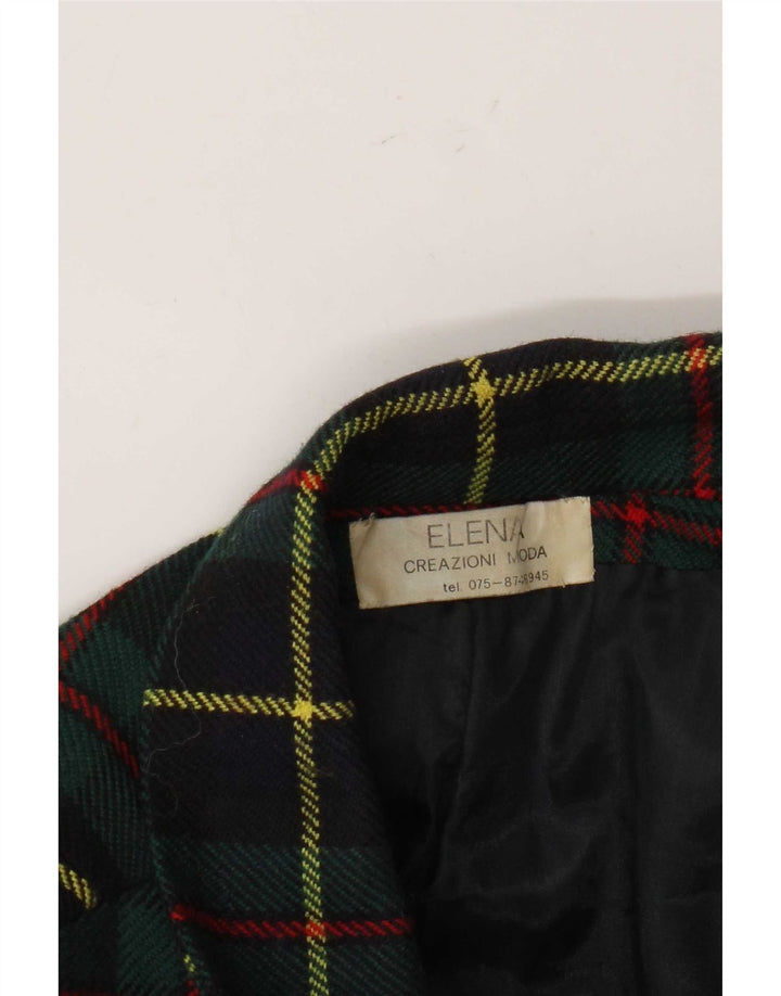 Vintage mujer 2 botones Blazer chaqueta Reino Unido 16 cheque verde grande