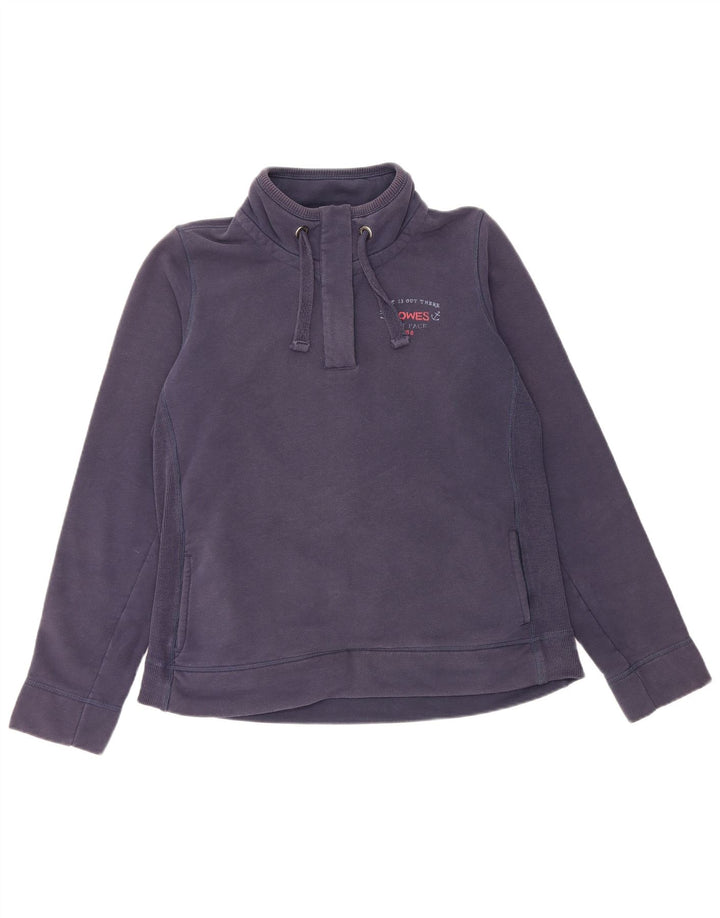 Fat Face Mujer Gráfico Botón Cuello Sudadera Jumper UK 40 Grande Azul Marino