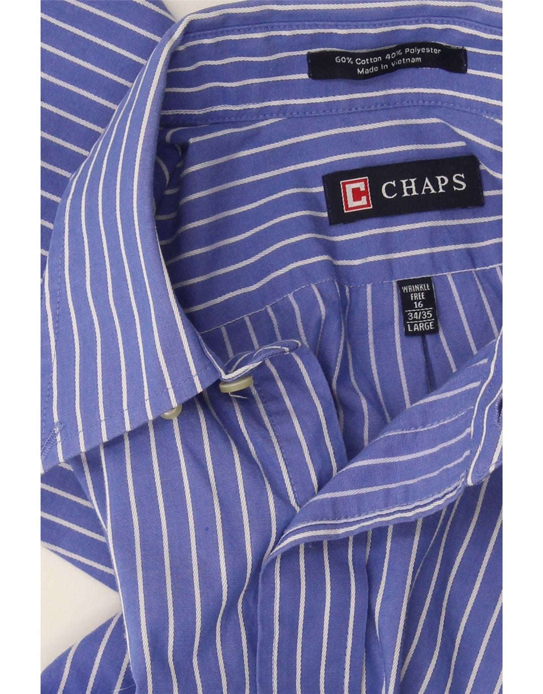 Chaps Camisa para hombre talla 16 Algodón a rayas azul grande