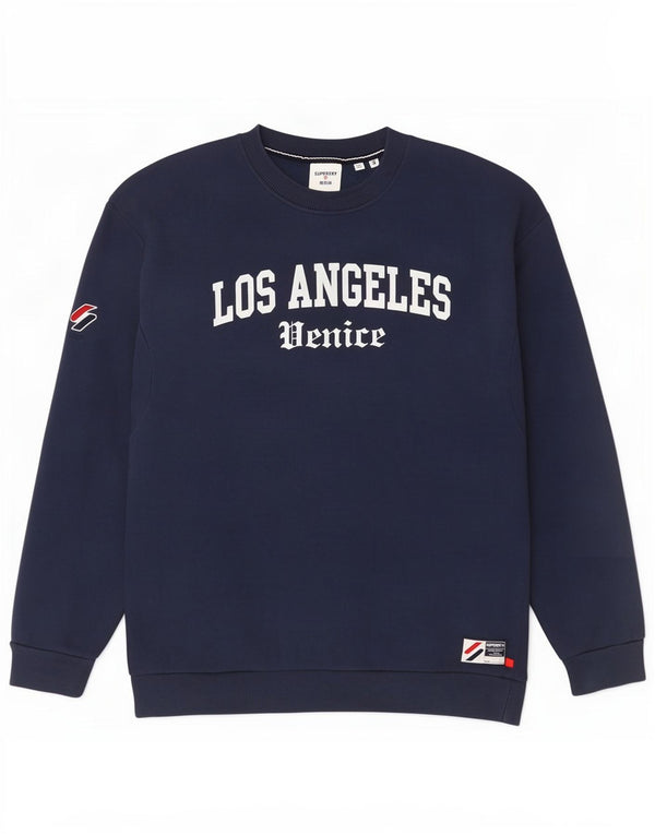 Superdry Hombre Sudadera Gráfica Jumper Small Azul Marino Algodón