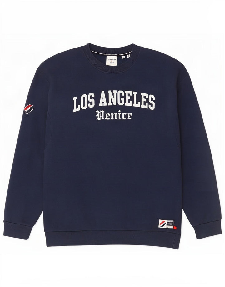 Superdry Hombre Sudadera Gráfica Jumper Small Azul Marino Algodón