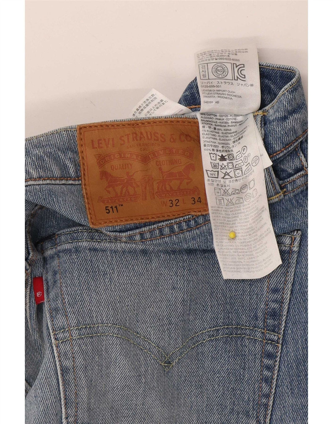 Levi's Mens 511 Shorts De Mezclilla W32 Algodón Azul Medio
