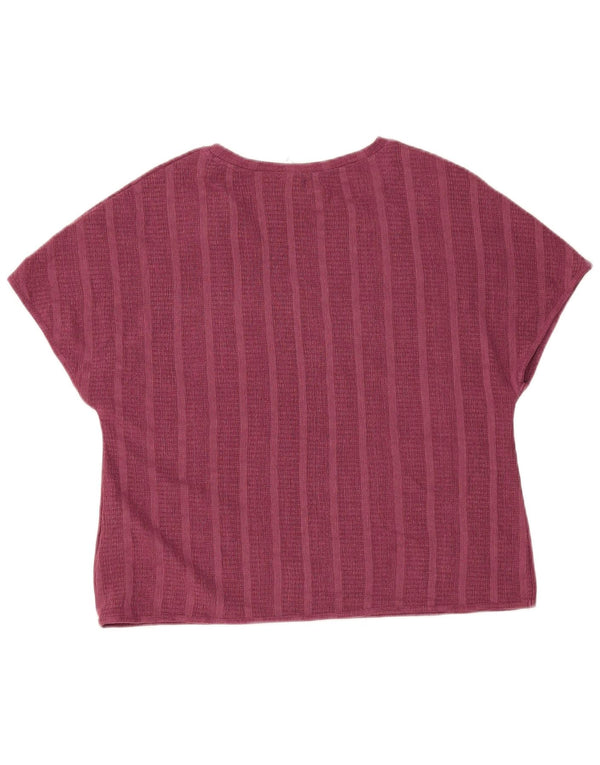 Marks & Spencer Camiseta para Mujer Top UK 44 Grande Granate Rayas Poliéster
