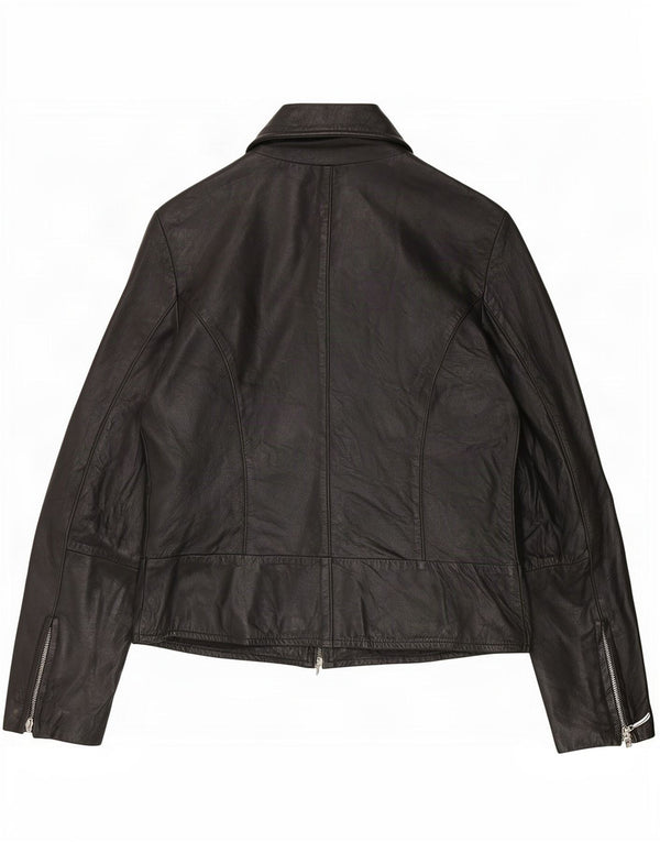 Chaqueta de cuero vintage para mujer IT 42 Medio Negro