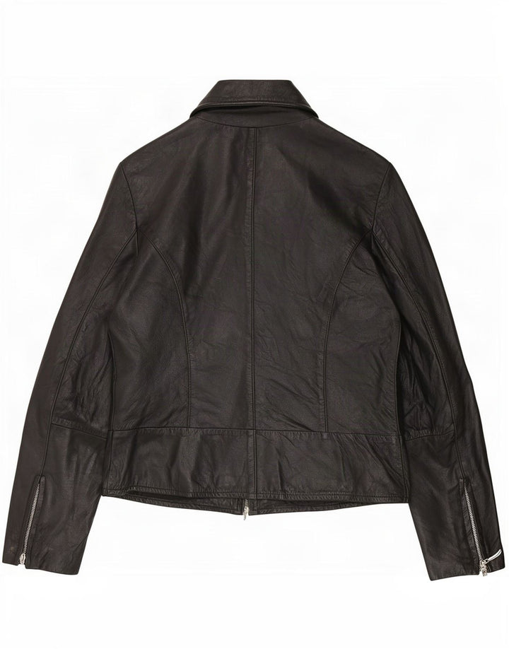 Chaqueta de cuero vintage para mujer IT 42 Medio Negro