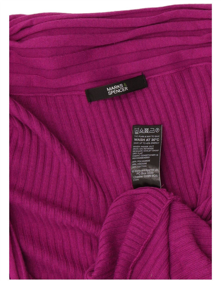 Marks & Spencer Suéter Cárdigan Abierto Asimétrico para Mujer UK 46 Grande Rosa