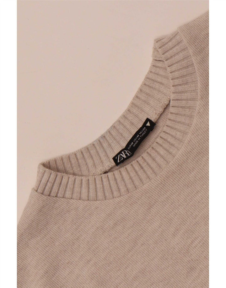Zara Mujer Blusa Corta Top UK 44 Medio Beige