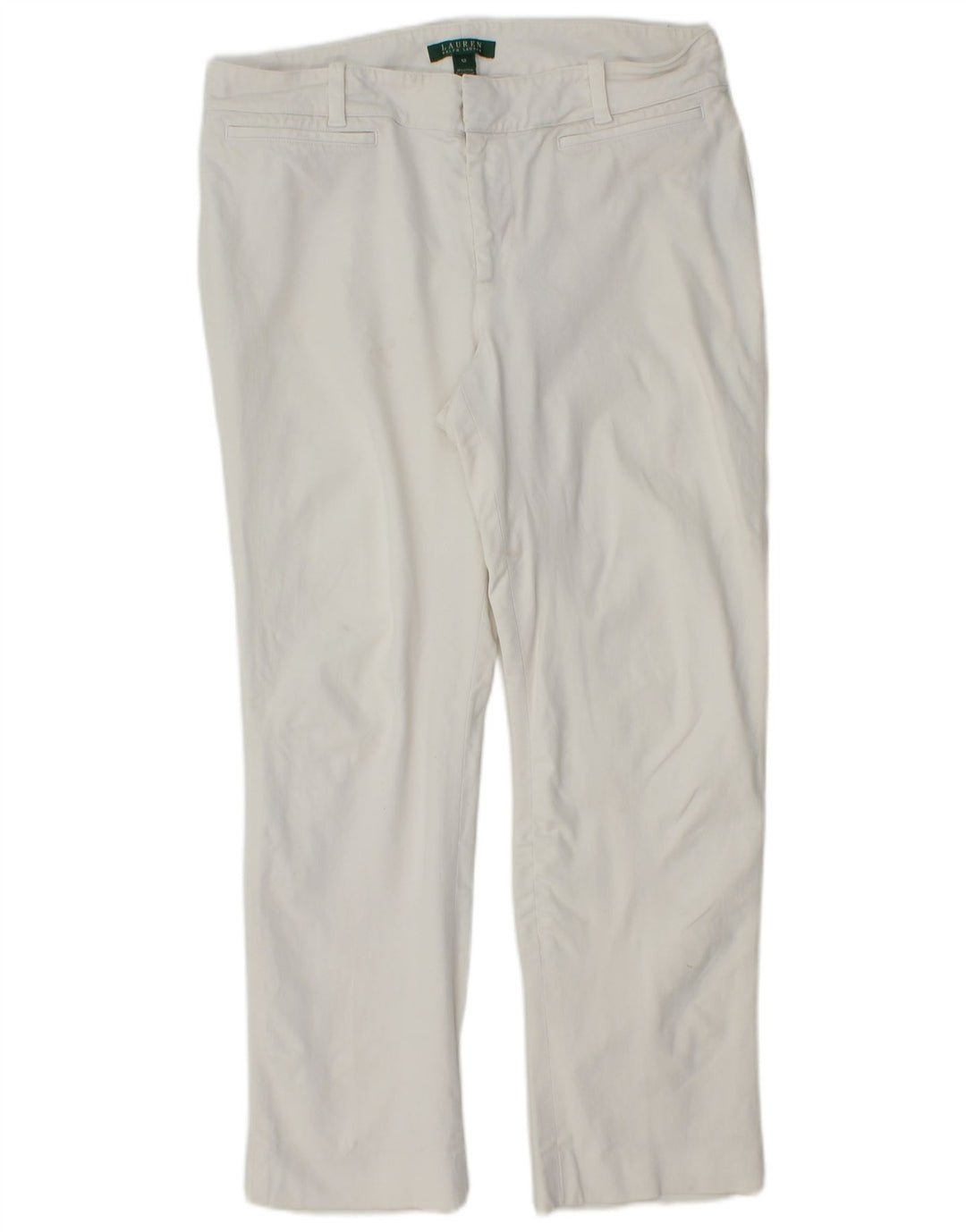 RALPH LAUREN Pantalones casuales rectos para mujer US 12 Grande W32 L27 Blanco