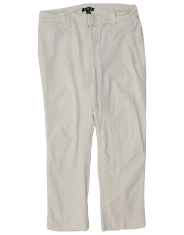 RALPH LAUREN Pantalones casuales rectos para mujer US 12 Grande W32 L27 Blanco