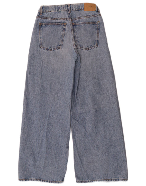 Zara Vaqueros de pierna ancha desgastados para niñas 13-14 años W26 L27 Algodón azul