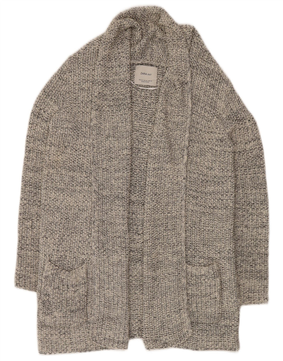Zara Suéter tipo cárdigan abierto para mujer UK 44 Gris medio moteado