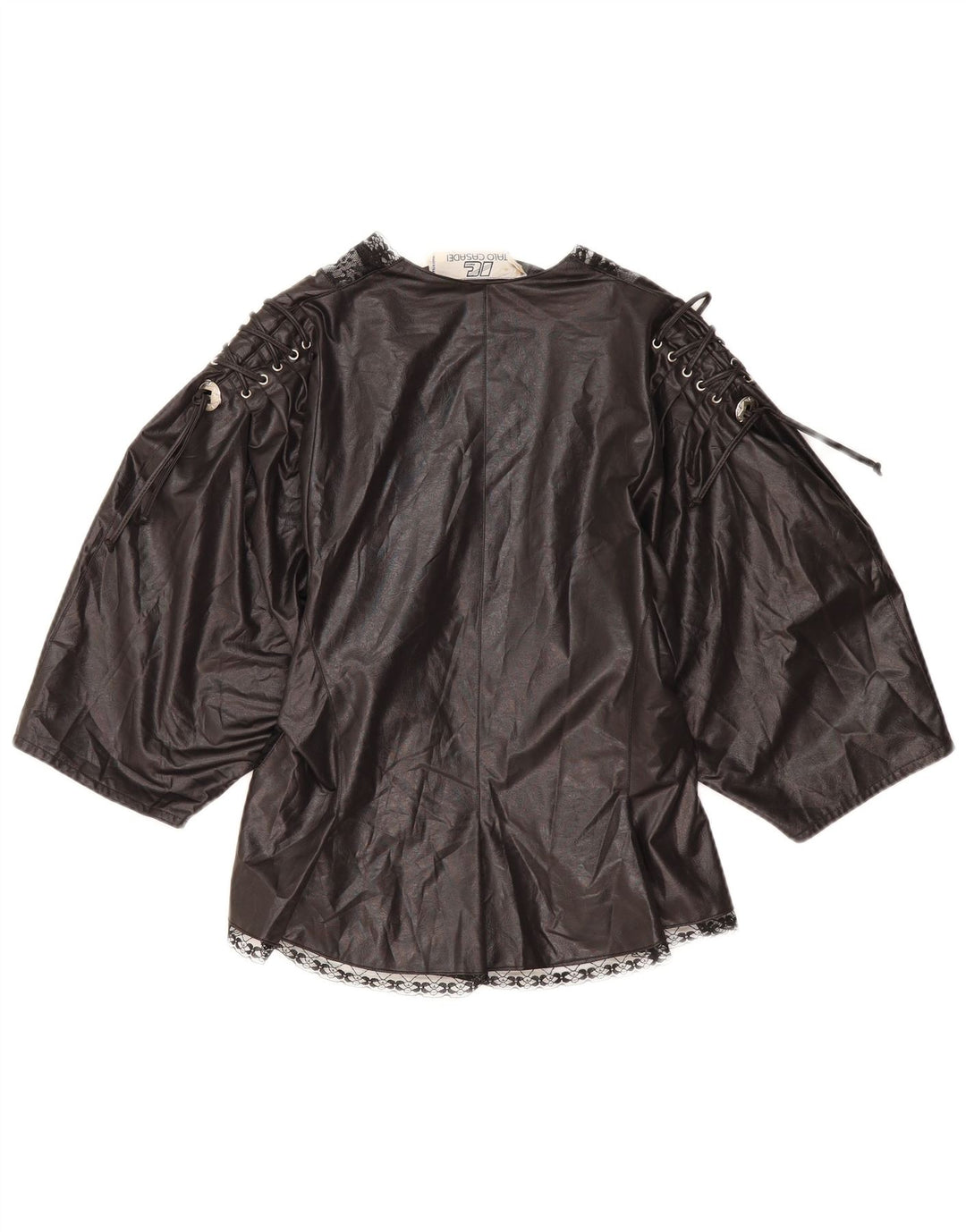 VINTAGE Mujer 3/4 Manga Cardigan Top Reino Unido 10 Pequeño Negro