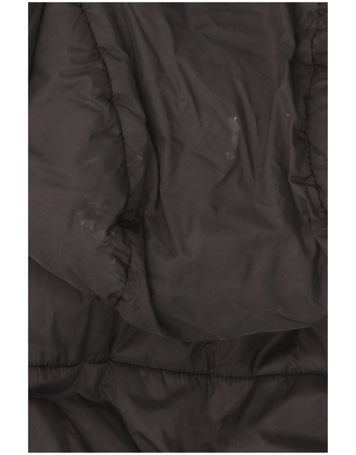 Zara Mujer Chaleco Acolchado Extragrande Con Capucha UK 10 Small Poliéster Negro