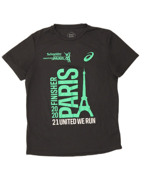 Asics Mujer Paris Graphic Camiseta Top UK 14 Poliéster Gris Medio
