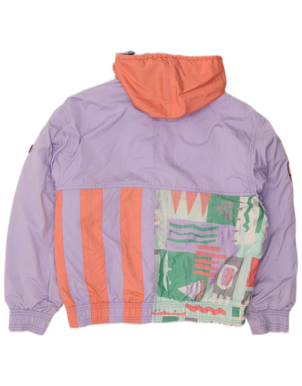 Vintage mujer chaqueta de esquí con capucha Reino Unido 18 XL bloque de color púrpura