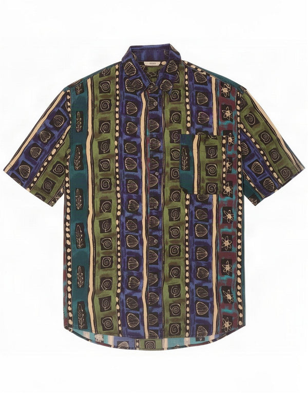 Angelo Litrico Camisa de manga corta para hombre grande multicolor geométrico