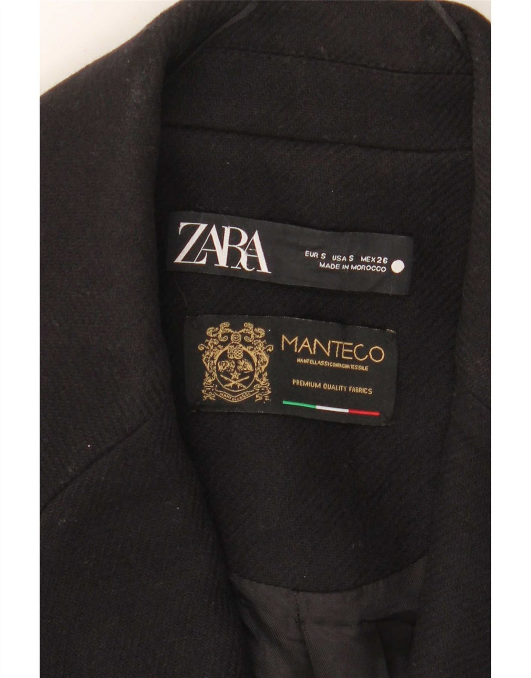 Zara Mujer Abrigo Extragrande De Doble Botonadura UK 40 Small Negro