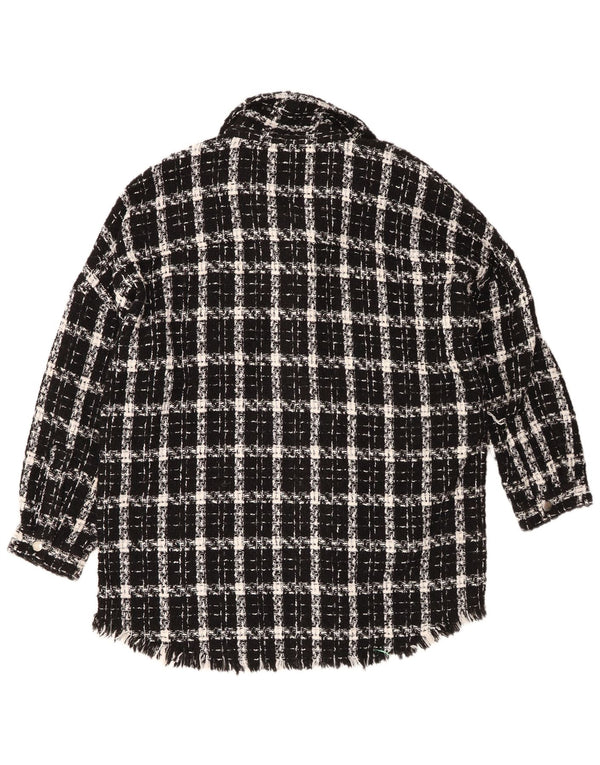 Zara Mujer Sobrecamisa Camisa Extragrande UK 44 Medium Black Check Acrílico