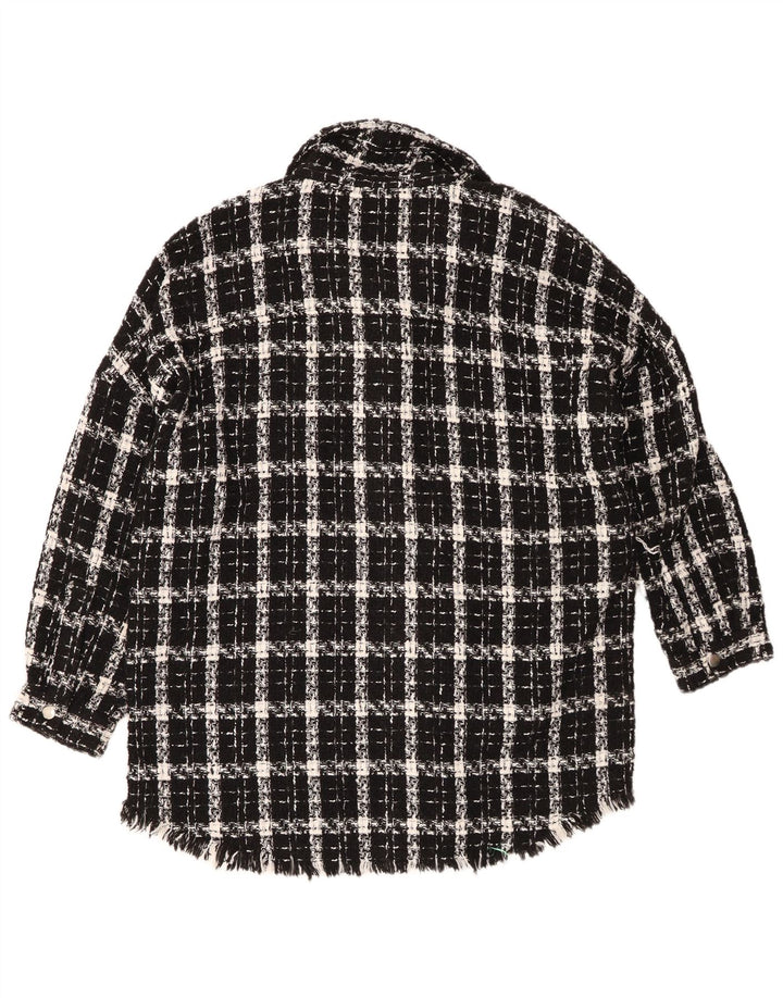 Zara Mujer Sobrecamisa Camisa Extragrande UK 44 Medium Black Check Acrílico