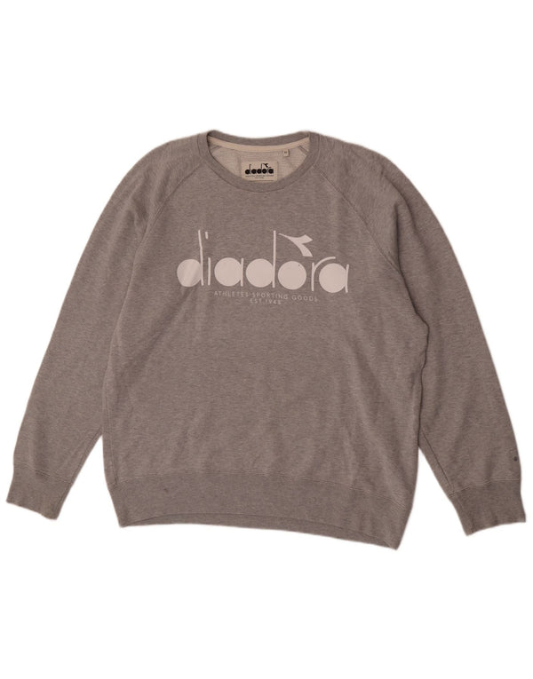 Diadora Hombre Sudadera Gráfica Jumper XL Algodón Moteado Gris