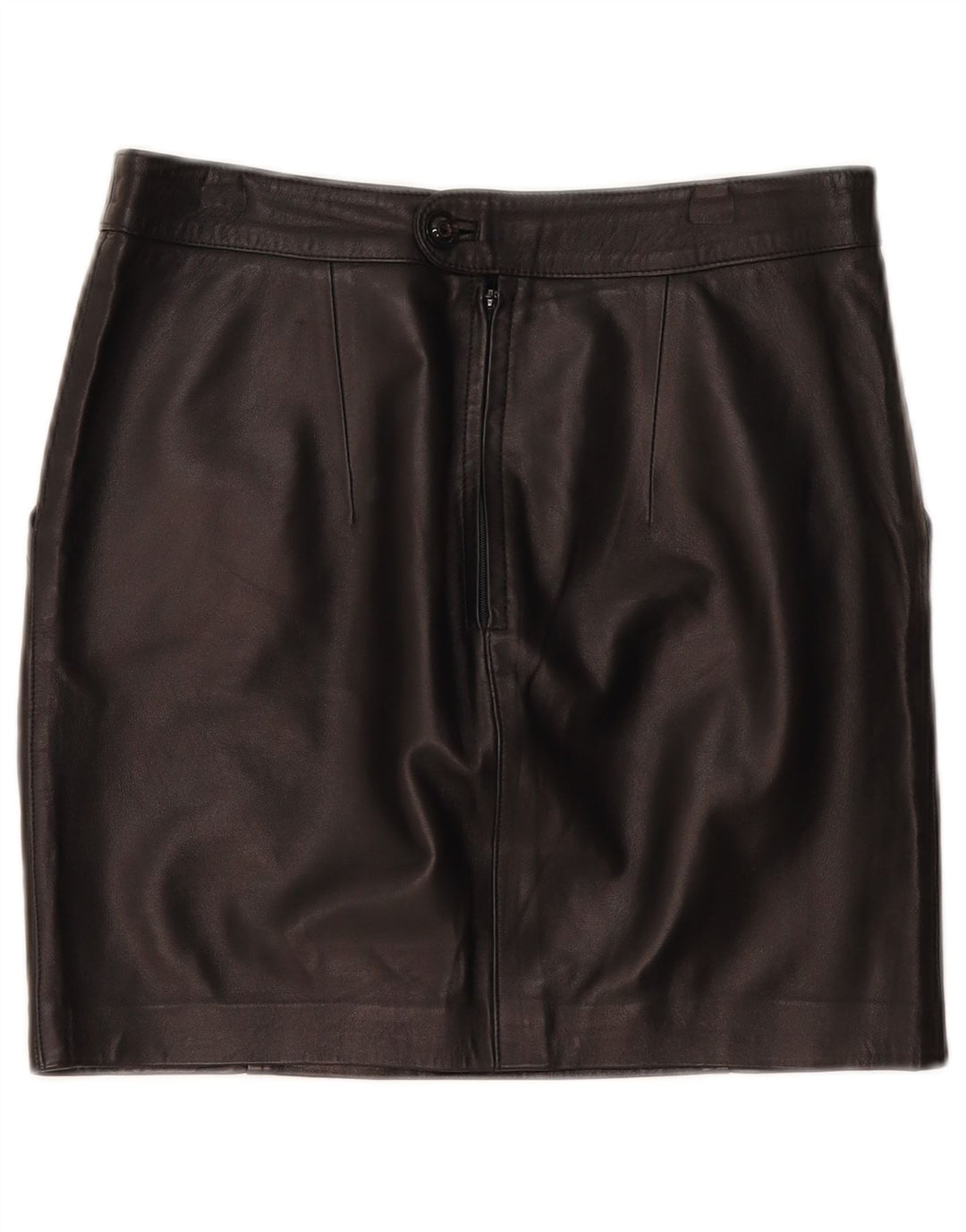 Vintage mujer mini falda de cuero W30 medio negro
