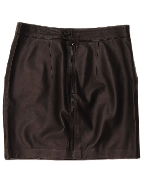 Vintage Womens Mini Leather Skirt W30 Medium Black