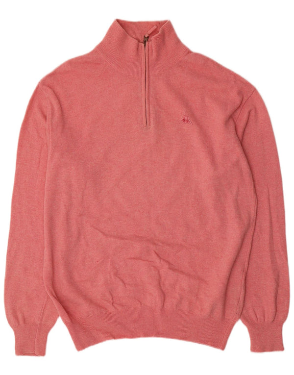 Kappa Mens Zip Neck Jumper Sweater Large Pink Wool